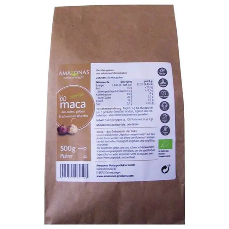 Maca 100% Pur Bio Pulver, 500 g