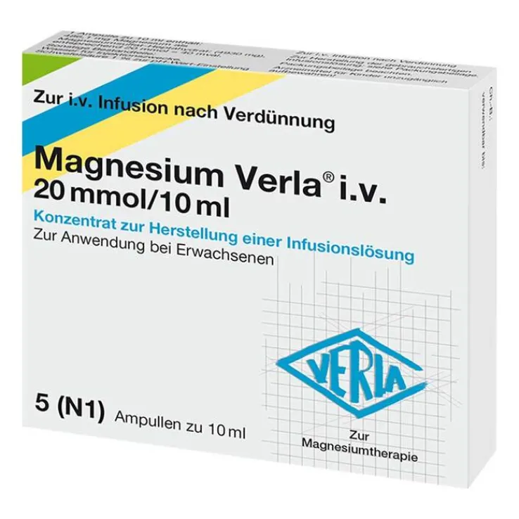 Magnesium Verla i.v. 20 mmol/10 ml K. z. H. einer Infusionslsg, 5 St