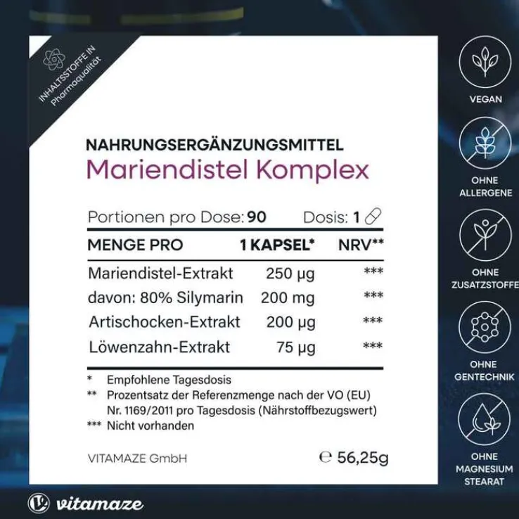Mariendistel Komplex Artischocke + Löwenzahn veg.Kps, 90 St