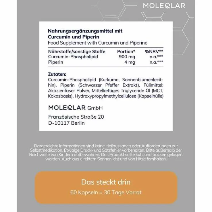Moleqlar Curcusome Curcurmin Complex Kapseln, 60 St