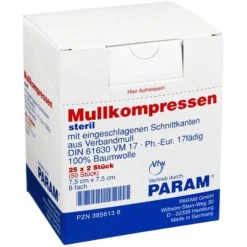 Mullkompressen 7,5x7,5 cm 8-fach steril, 25X2 St
