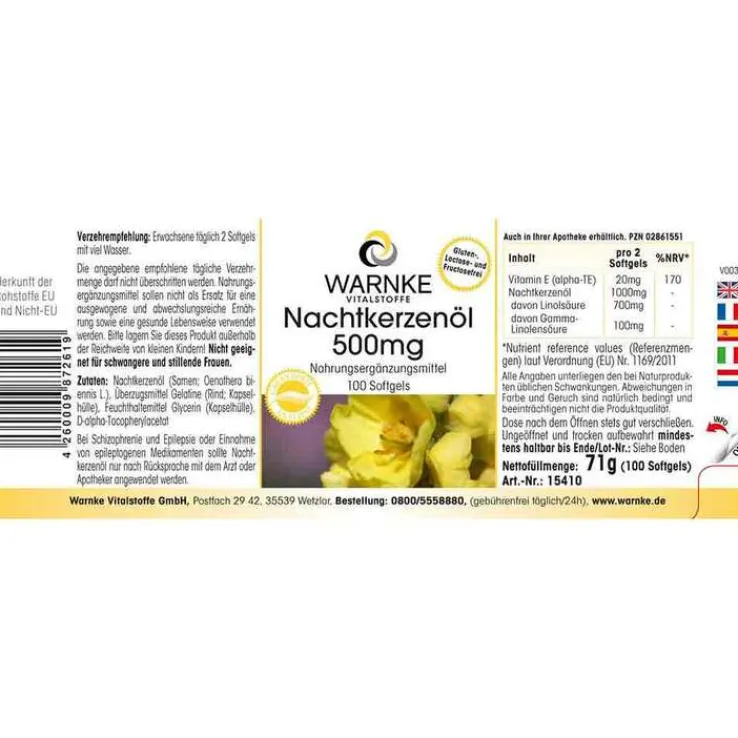 Nachtkerzenöl 500 mg Kapseln, 100 St