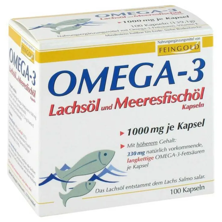 Omega 3 Lachsöl und Meeresfischöl Kapseln, 100 St