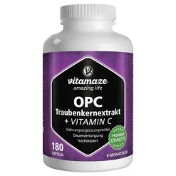 OPC Traubenkernextrakt hochdosiert + Vitamin C Kapseln, 180 St