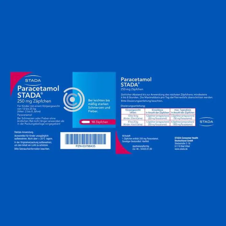 Paracetamol STADA® 250 mg Zäpfchen, 10 St
