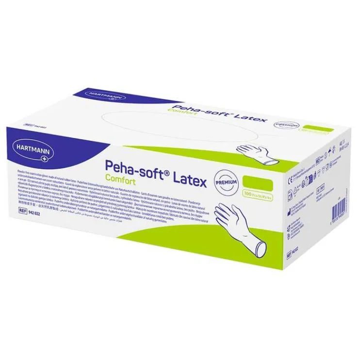 Peha-Soft Latex Comfort Untersuchungshandschuhe unsteril pf L, 100 St