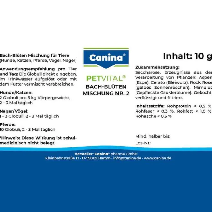 Petvital Bachblüten Nr.2 Globuli vet. (für Tiere), 10 g