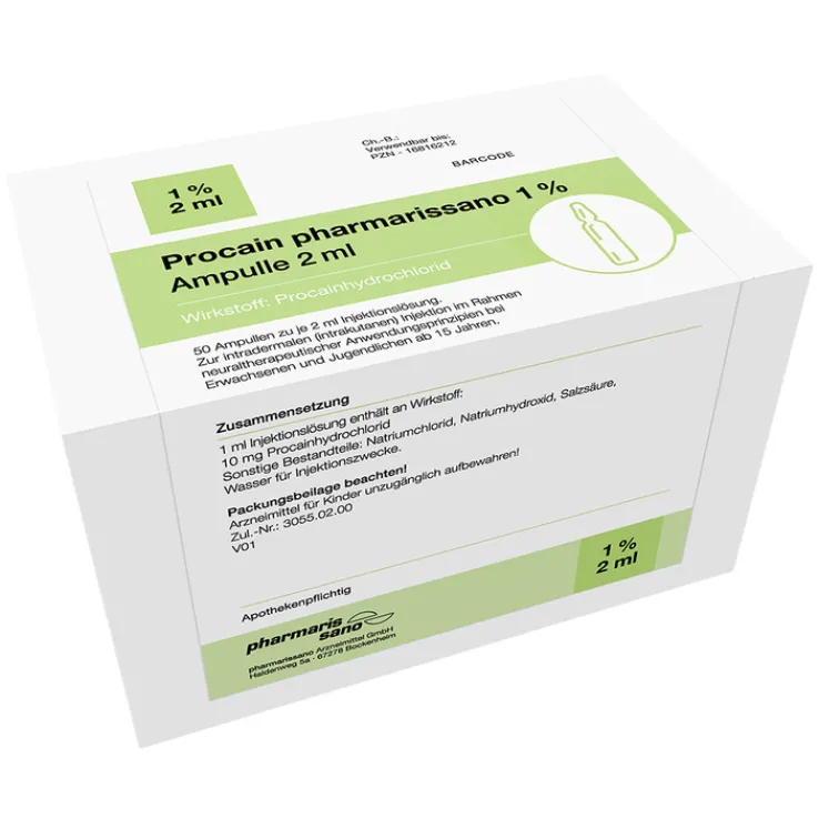 Procain pharmarissano 1% Injektionslösung Ampullen 2 ml, 50X2 ml