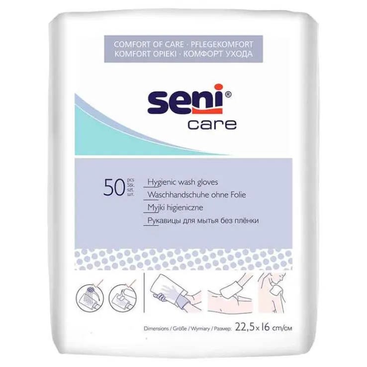Seni Waschhandschuhe unfoliert, 50 St