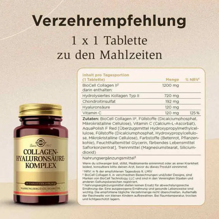 Solgar Collagen-Hyaluronsäure-Complex Tabletten, 30 St