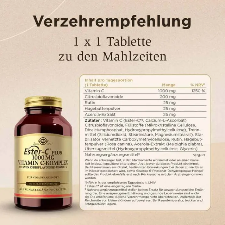 Solgar Ester-C Plus 1000 mg Tabletten, 180 St