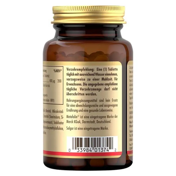 Solgar Folat Metafolin 400 µg Tabletten, 100 St