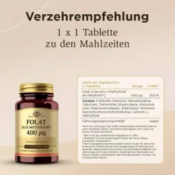 Solgar Folat Metafolin 400 µg Tabletten, 100 St