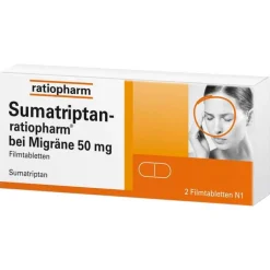 Sumatriptan-ratiopharm bei Migräne 50 mg Filmtabletten , 2 St