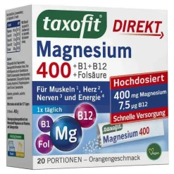 Taxofit Magnesium 400 + B1 + B6 + B12 + Folsäure 800 Granulat, 20 St