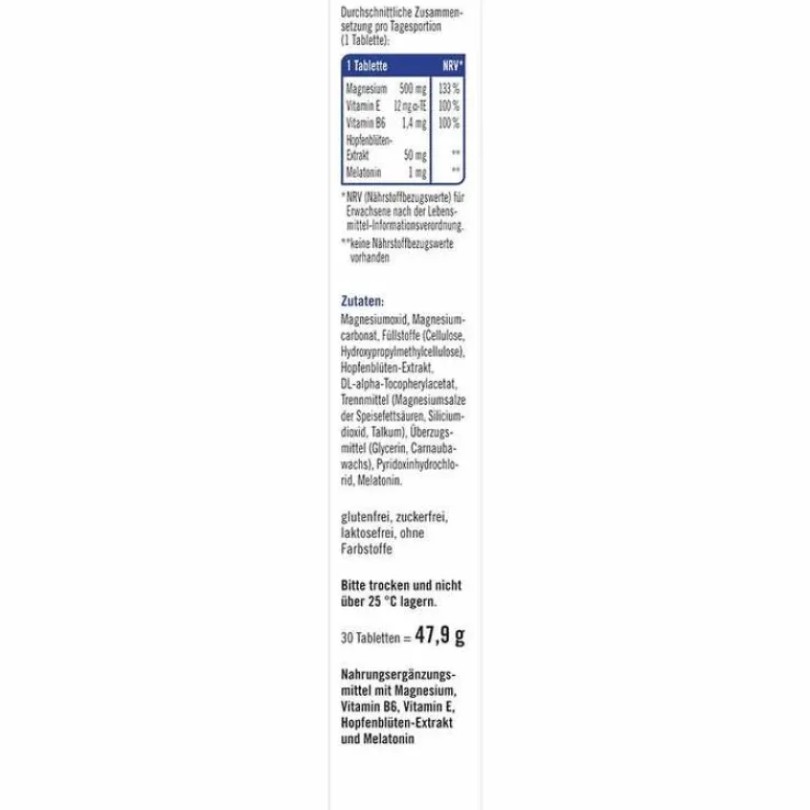 Taxofit Magnesium 500 Nacht + Melatonin Tabletten, 30 St
