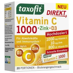 Taxofit Vitamin C 1000 + Zink + D3 Direkt Granulat, 20 St