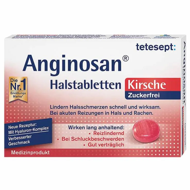 Tetesept Anginosan Halstabletten zuckerfrei Kirsch, 20 St