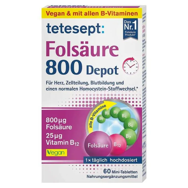 Tetesept Folsäure 800 Depot Tabletten, 60 St