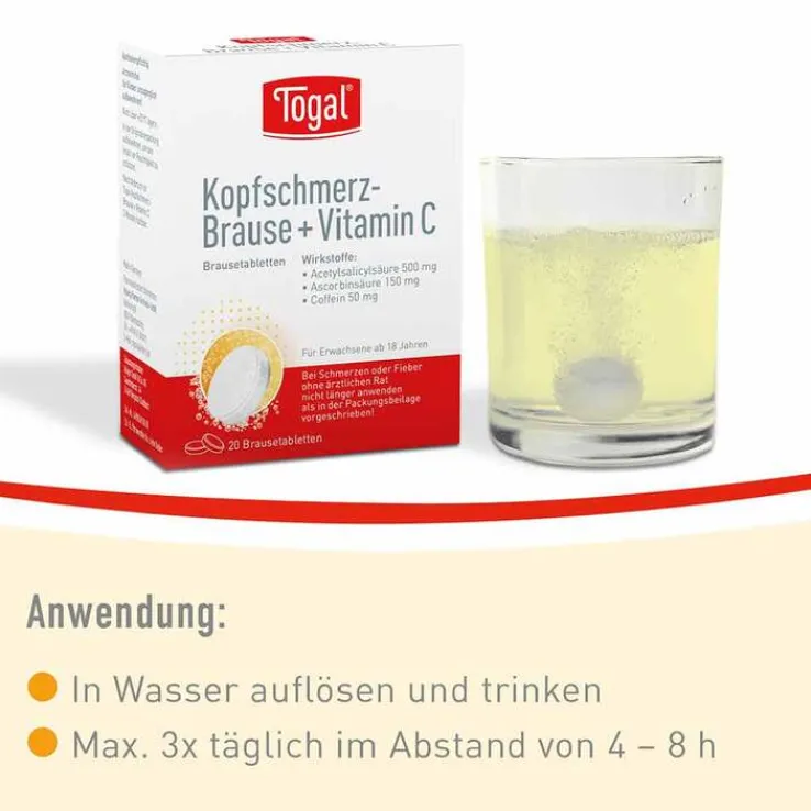 Togal® Kopfschmerz-Brause + Vitamin C, 20 St