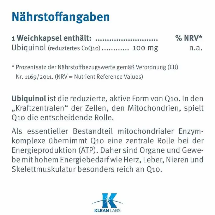 Ubiquinol Coenzym Q10 reduziert 100 mg Kapseln, 60 St