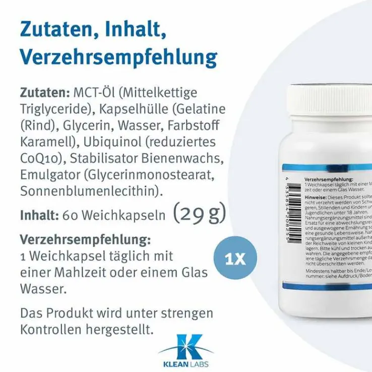 Ubiquinol Coenzym Q10 reduziert 100 mg Kapseln, 60 St