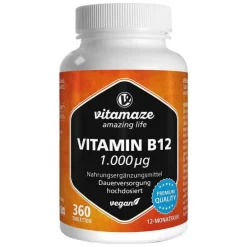 Vitamin B12 1000 µg hochdosiert vegan Tabletten, 360 St