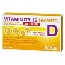 Vitamin D3 K2 Hevert + Calcium und Magnes.ium 4000 IE Kapseln , 60 St