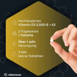 Vitamin D3 K2 2000 I.E. / 100 µg hochdosiert Tabletten , 240 St