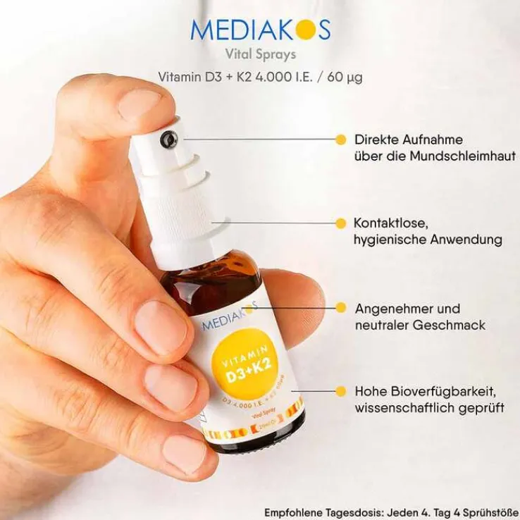 Vitamin D3 + K2 4000 I.E. 60 µg Mediakos Vital Spray, 20 ml