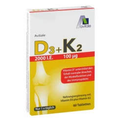 Vitamin D3 + K2 2000 I.E. Tabletten, 60 St