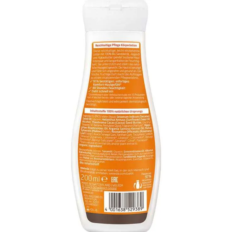 Weleda Sanddorn reichhaltige Pflege Körperlotion, 200 ml