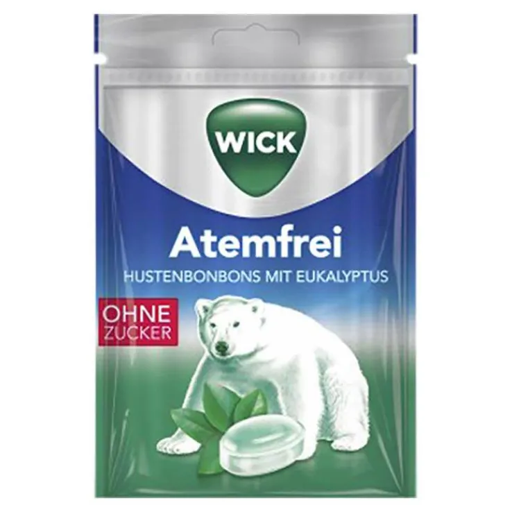WICK Atemfrei Eukalyptus Bonbons ohne Zucker Beutel, 72 g