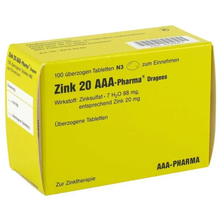 Zink 20 AAA Pharma Dragees, 100 St