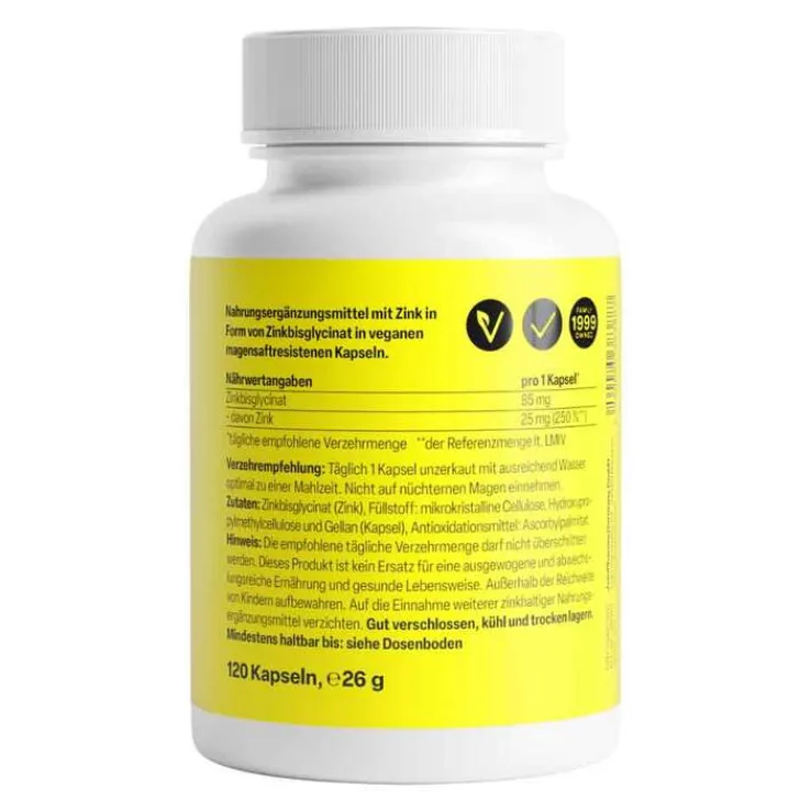 Zink Chelat 25 mg in magensaftresistent veg.Kapseln , 120 St