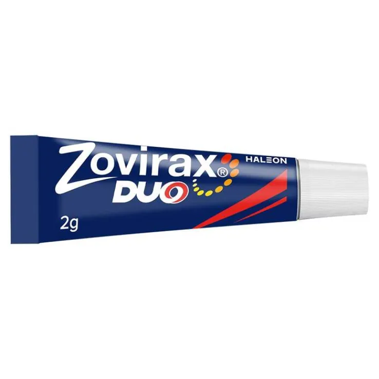 Zovirax® DUO Creme bei Lippenherpes. 5 % Aciclovir, 1 % Hydrocortison, 2 g